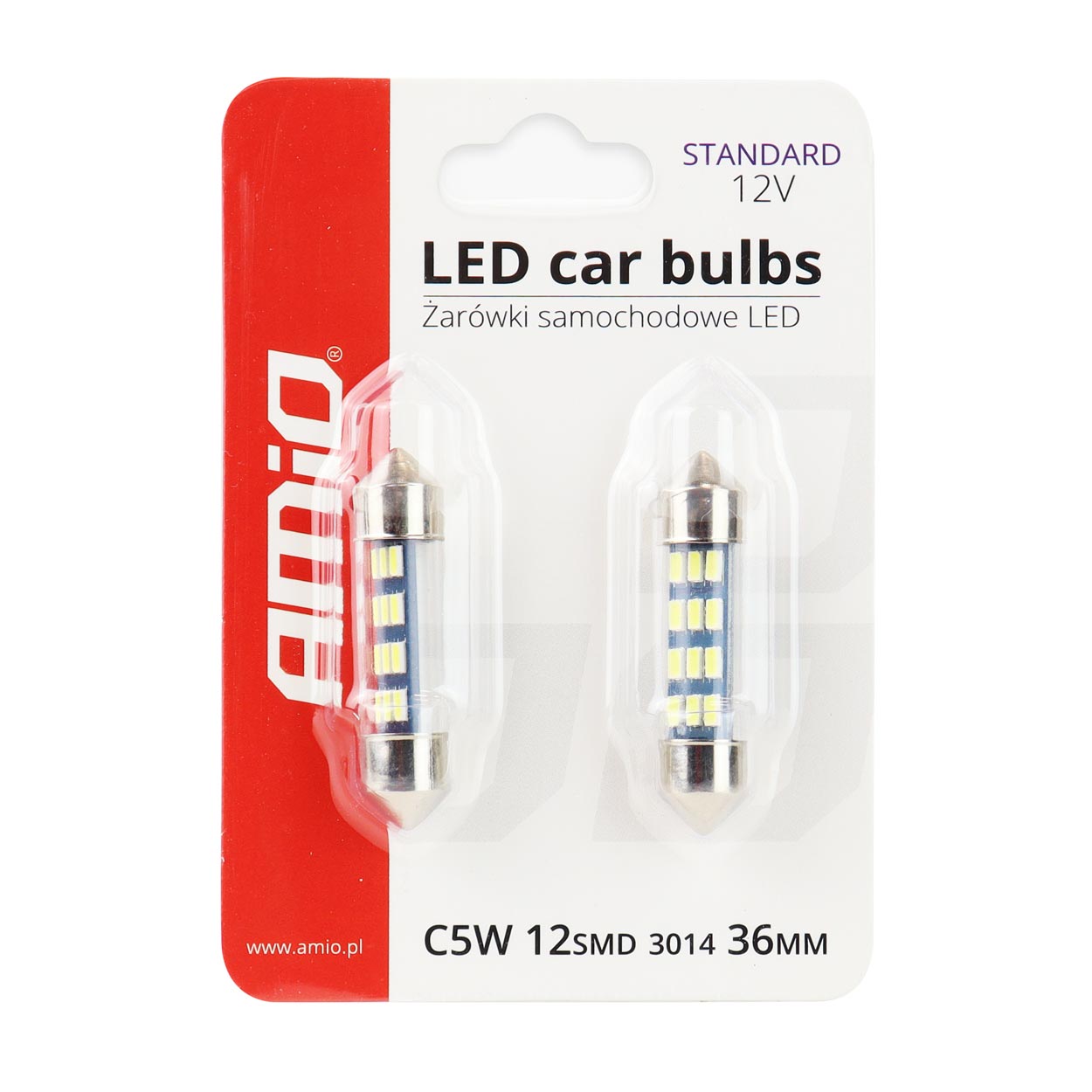 LED STANDARD 3014 12SMD Festoon C5W C10W C3W 36mm bela 12V - Image 2