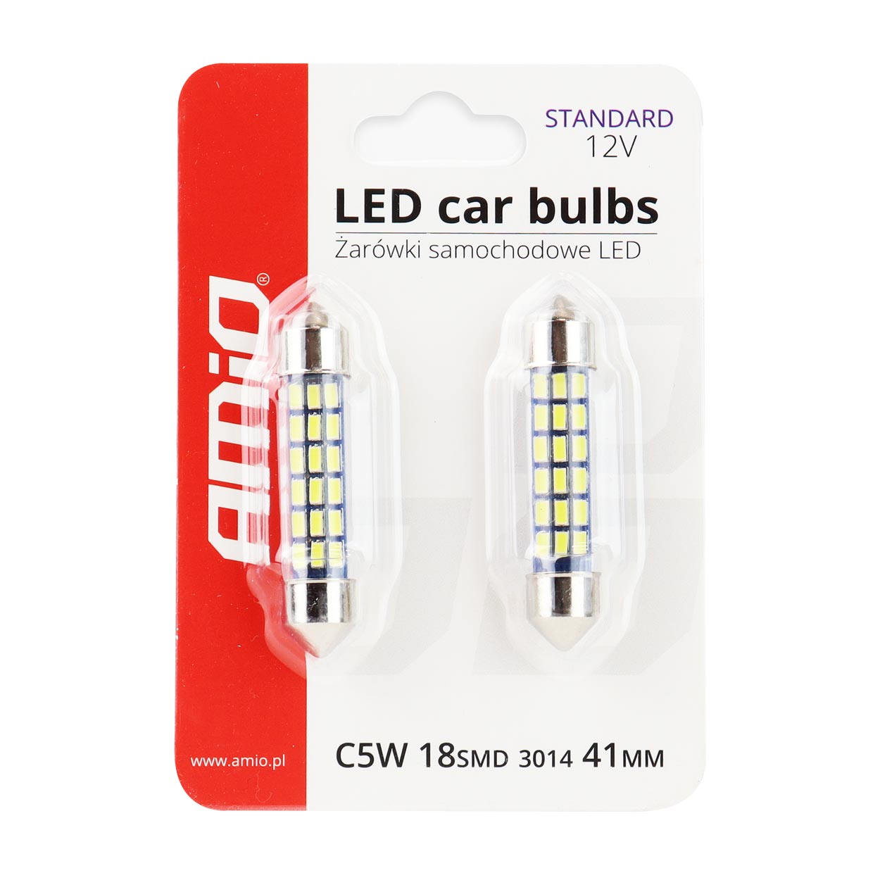 LED STANDARD 3014 18SMD Festoon C5W C10W C3W 41mm bela 12V - Image 2