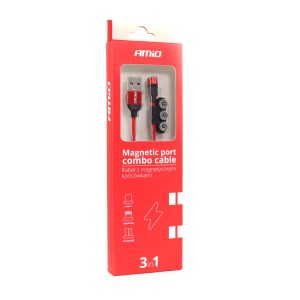 Kombinirani kabel z magnetnim priključkom Lightning/USB C/micro USB 1 m UC-08