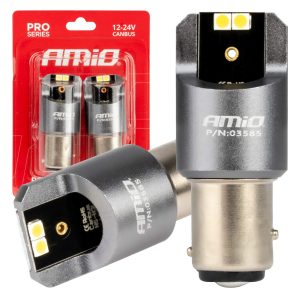 LED Canbus serije PRO BAY15D P21/5W 4x3030 SMD bele 12/24V AMIO-03585