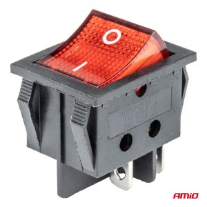 Pravokotno stikalo 12V/230V (z rdečo lučko) BU02