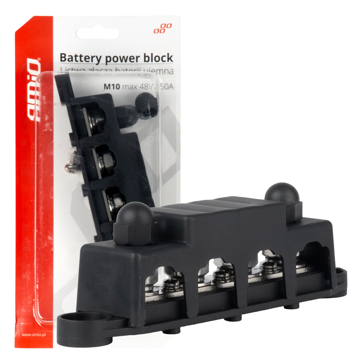 Minus razdelilni blok zbiralke M6 12V – 48V 250A AMIO-03811