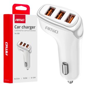Avtomobilski polnilnik 3x USB-A 3,1A 12/24V AMiO-03885