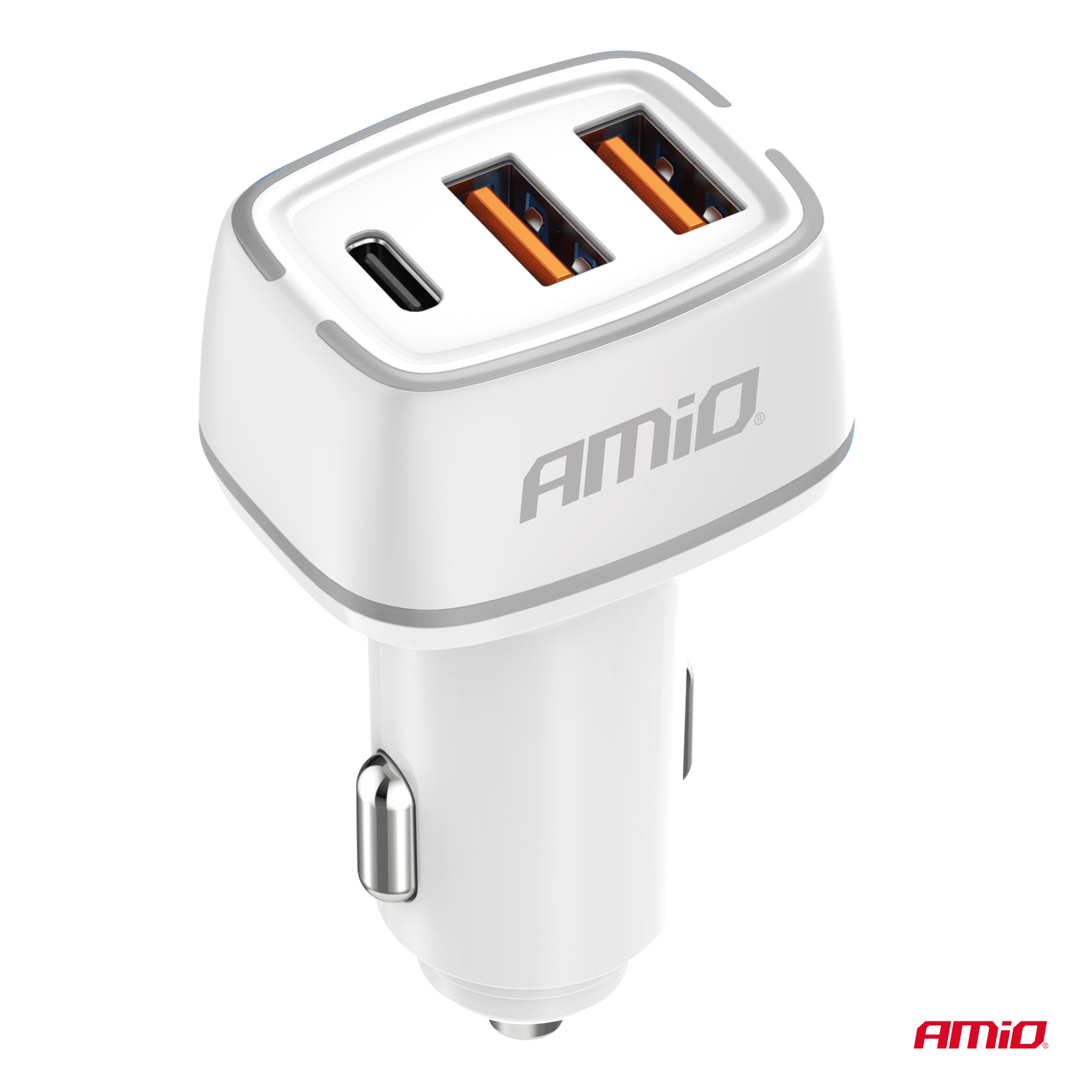 Avtomobilski polnilnik 2x USB-A + USB-C 32W 12/24V AMiO-03890 - slika 2