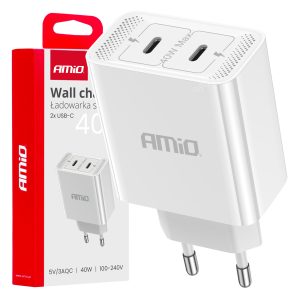 Omrežni polnilec 230V 2x USB-C 40W AMIO-03892