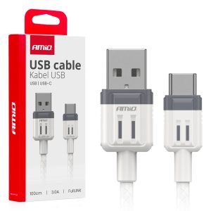 USB + USB-C kabel 3A 100 cm FullLINK AMIO-03905