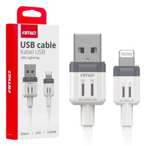 USB-A + LIGHTNING kabel 3A 100cm FullLINK AMIO-03907