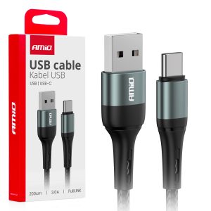 USB + USB-C kabel 3A 200 cm FullLINK AMIO-03912
