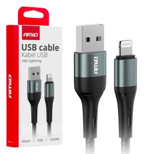 USB-A + LIGHTNING kabel 3A 100cm FullLINK AMIO-03913