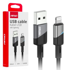 USB-A + LIGHTNING kabel 3A 100cm FullLINK AMIO-03925
