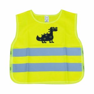Varnostni jopič za otroke rumene barve s certifikatom DINOSAUR AMIO-03936