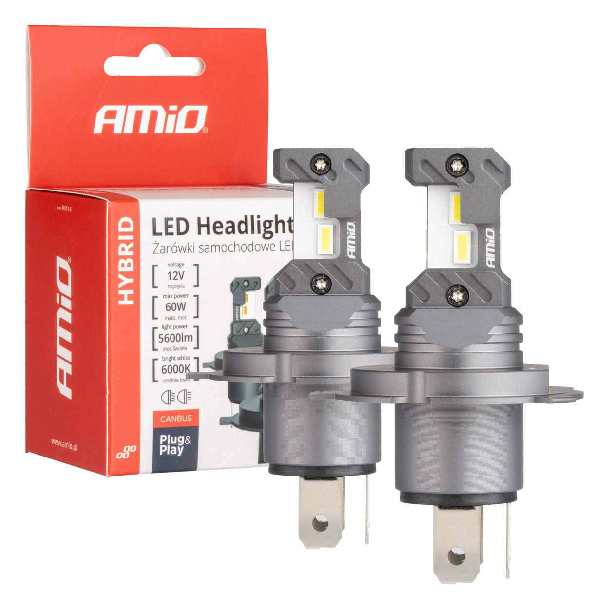 LED žarometi serije Hybrid serije H4 H19 6000K Canbus 60W AMIO-04114