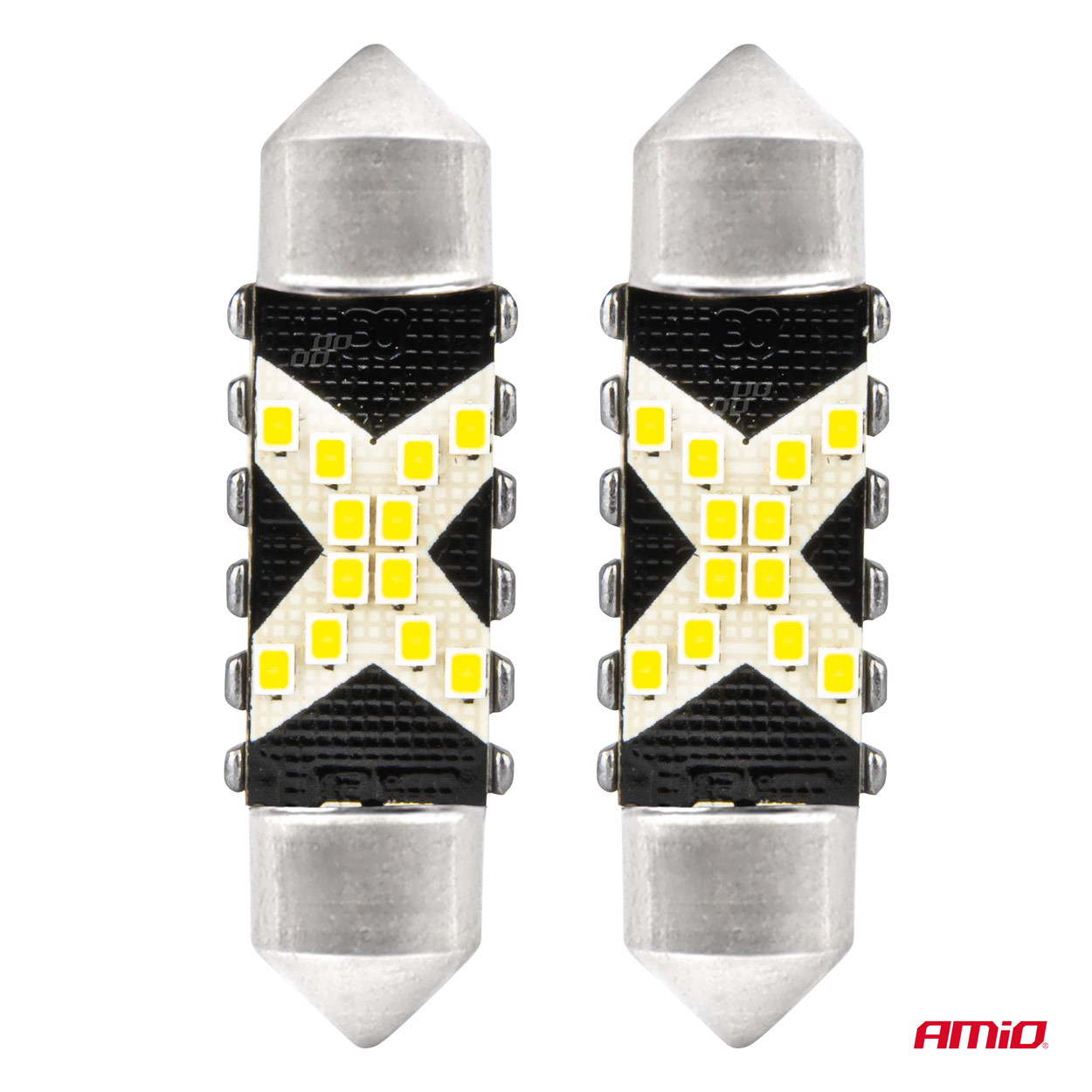 LED Canbus žarnice 12SMD Festoon C5W 2016 41 mm bele 12/24V AMIO-04238 - slika 2
