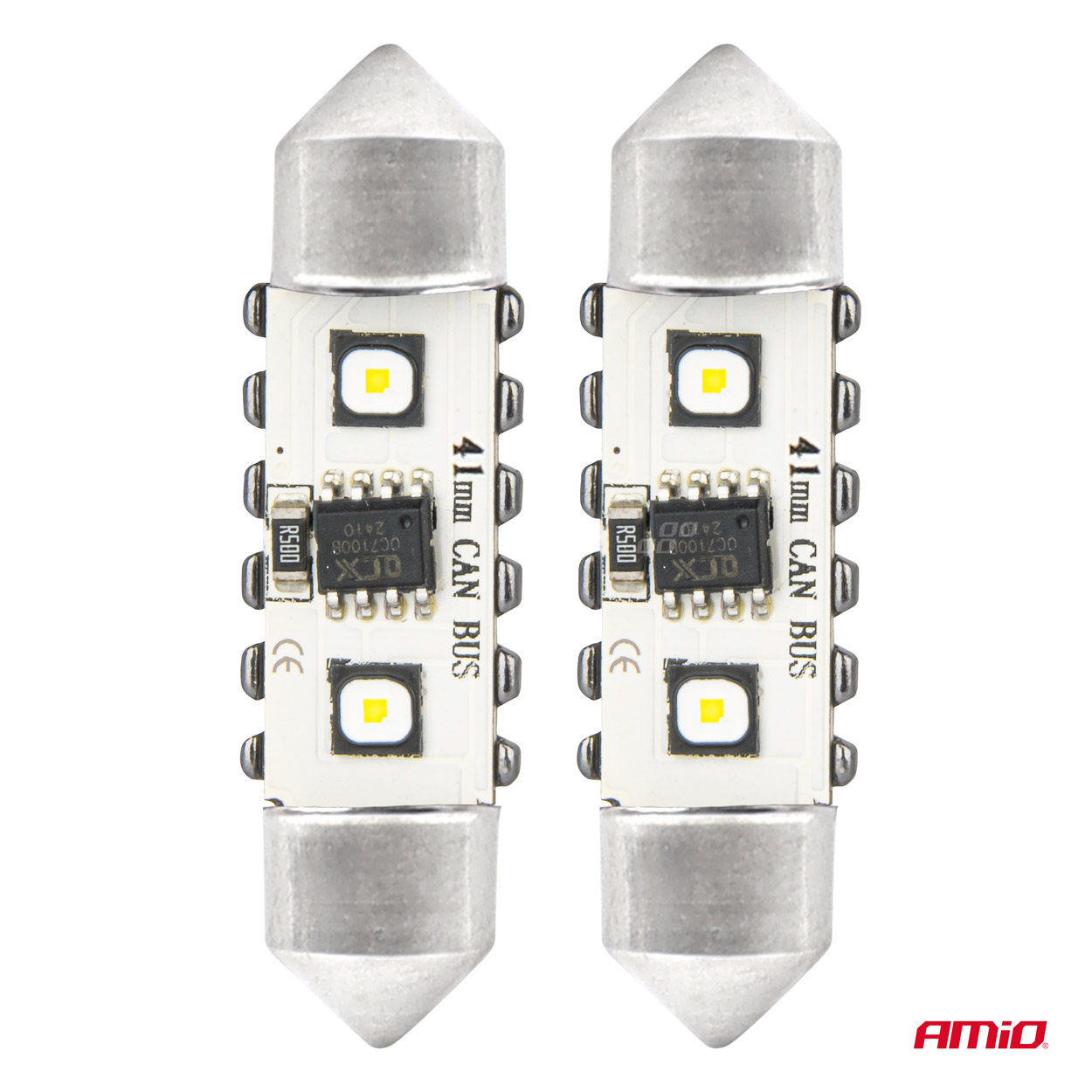 LED Canbus žarnice 12SMD Festoon C5W 3838 41 mm bele 12/24V AMIO-04250 - slika 2