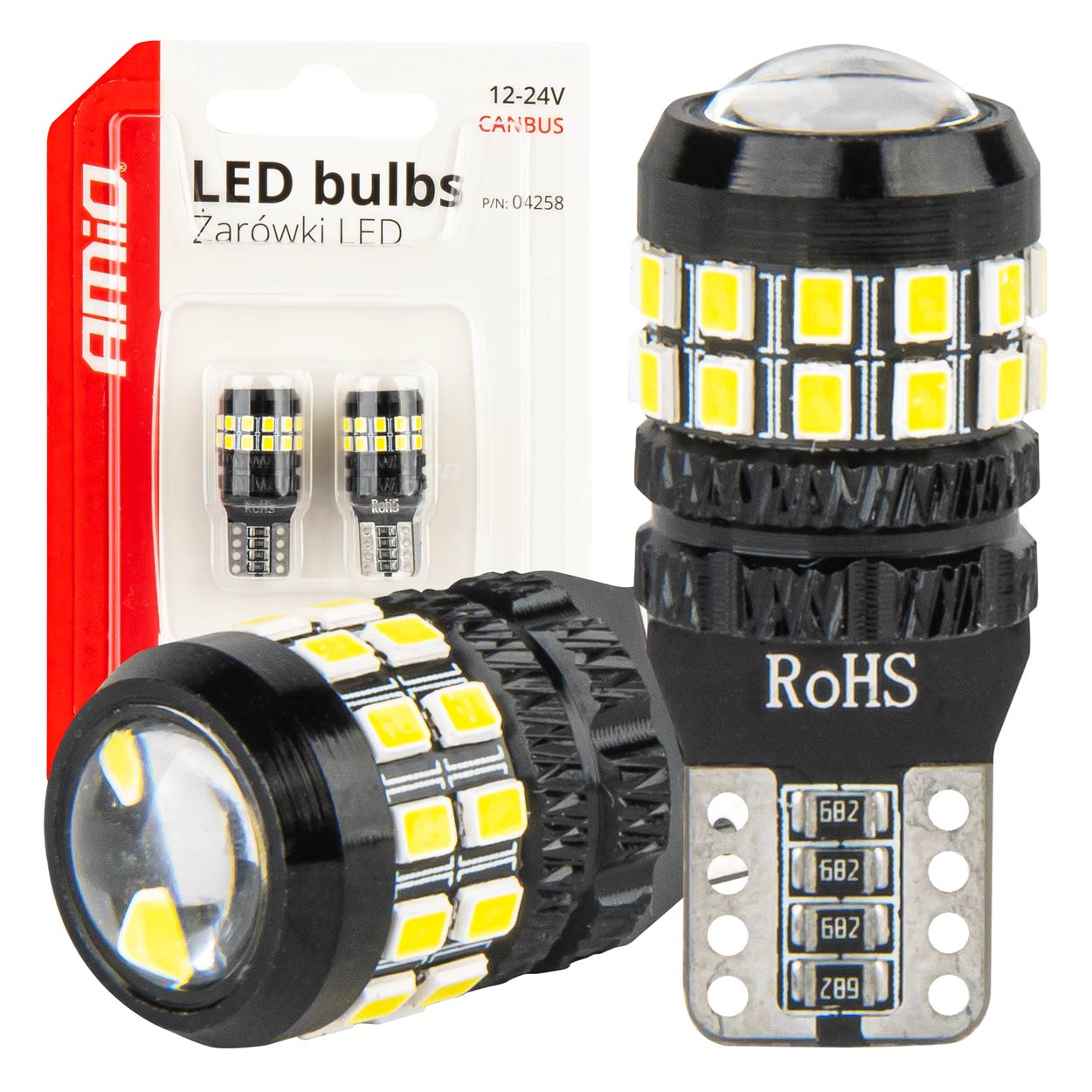 LED CANBUS žarnice T10 W5W 27SMD 2016 Bele 12V/24V AMIO-04258