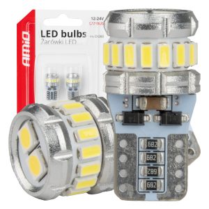 LED žarnice Canbus T10 W5W 16SMD 2SMD 3014 3030 bele 12V 24V AMIO-04260