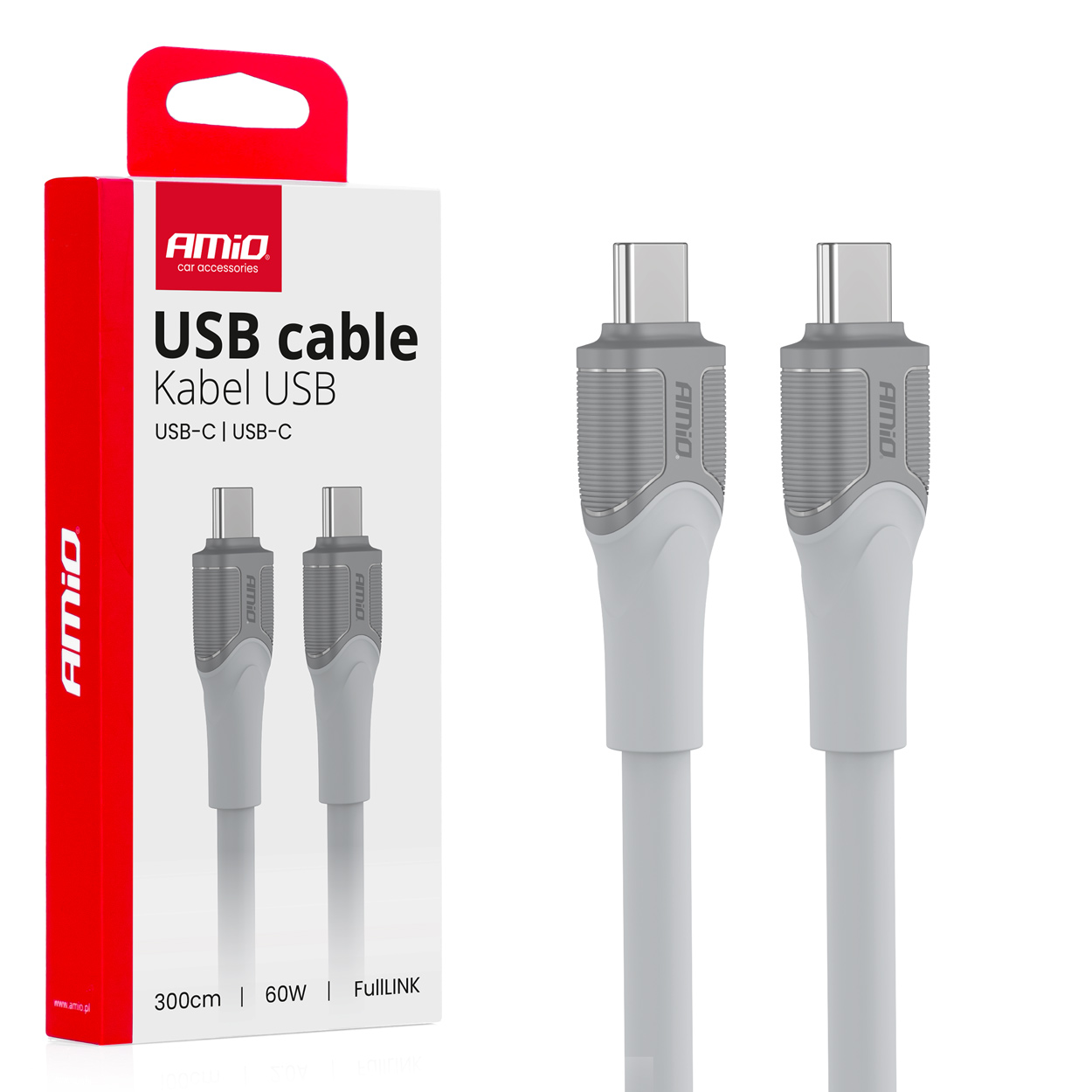Kabel USB-C na tip-C 60 W 300 cm FullLINK model X111 AMIO-04293
