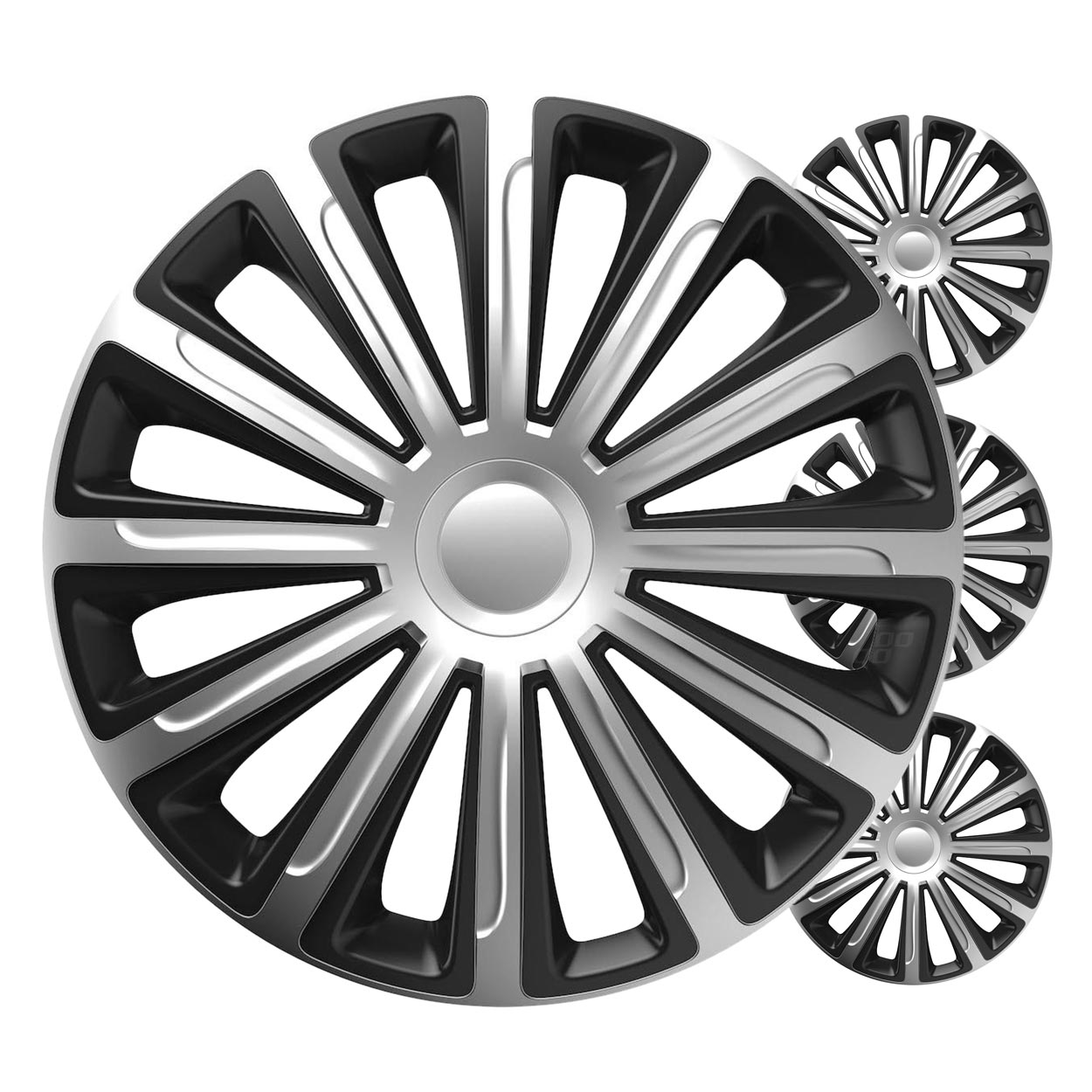 Pokrov platišča, komplet 4 kosov, Trend Black & Silver 15" Color Box
