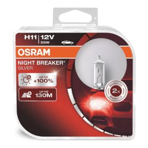 Halogenska žarnica Osram H11 12V 55W PGJ19-2 NIGHT BREAKER SILVER+100% / 2 kosa