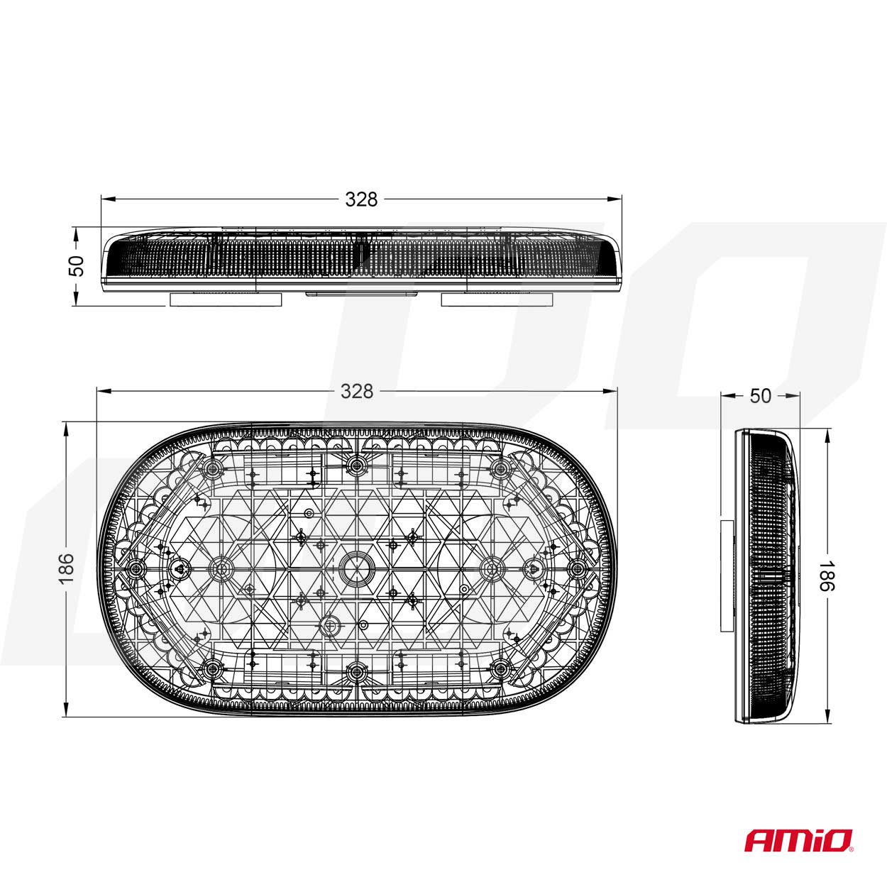 LED opozorilna lučka WLB78 293x171mm R65 R10 48LED 12/24V IP56 - slika 8