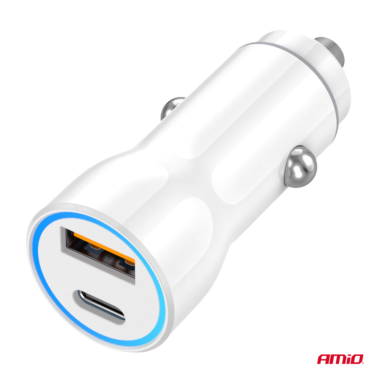 Avtomobilski polnilnik USB-A + USB-C 20W 12/24V AMiO-03881 - slika 3