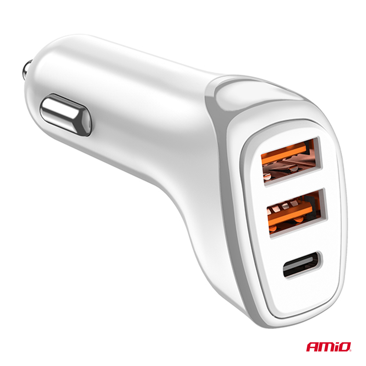 Avtomobilski polnilnik 2x USB-A + USB-C 38W 12/24V AMiO-03886 - slika 3