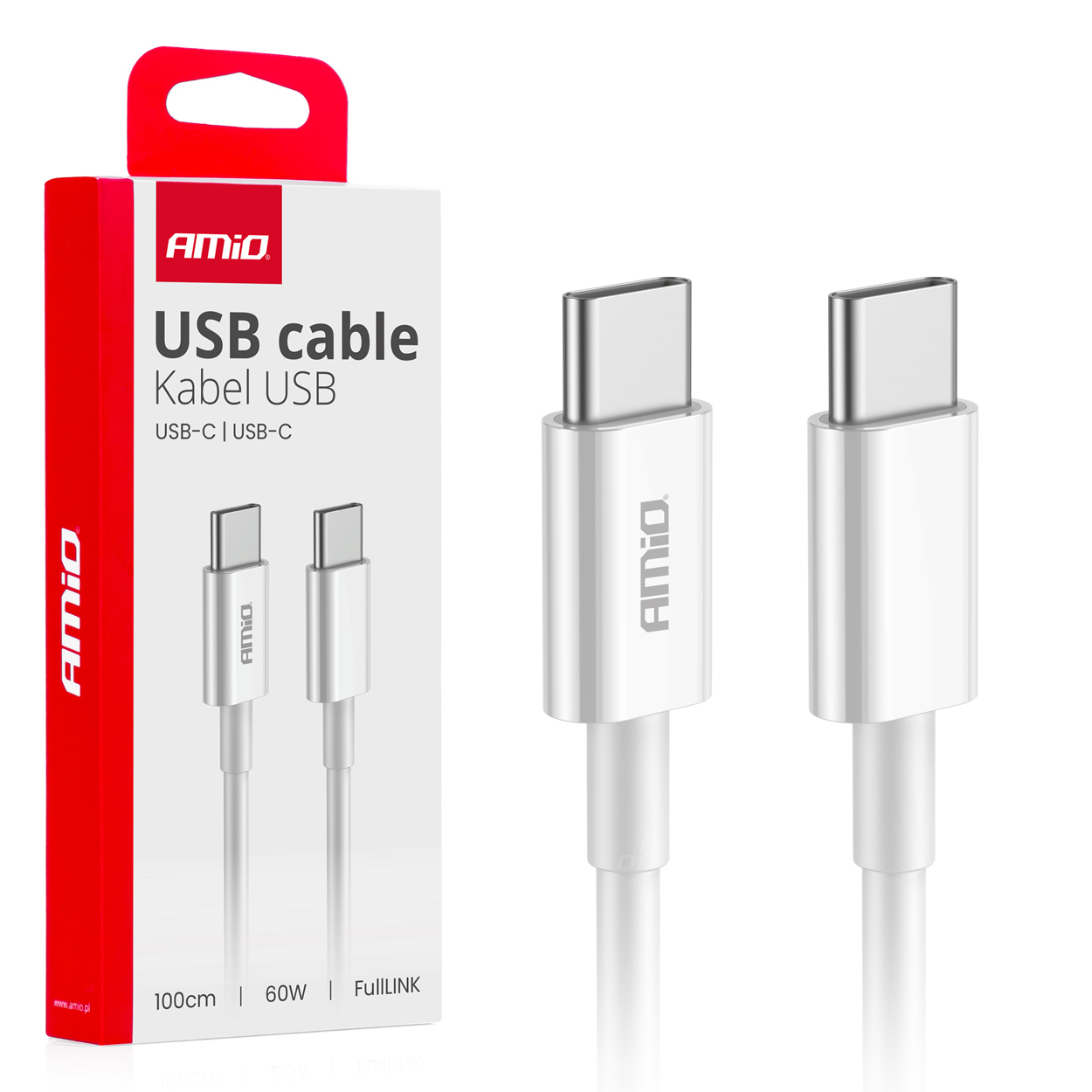 USB-C + USB-C kabel 60W 100cm FullLINK AMIO-03896 - slika 3