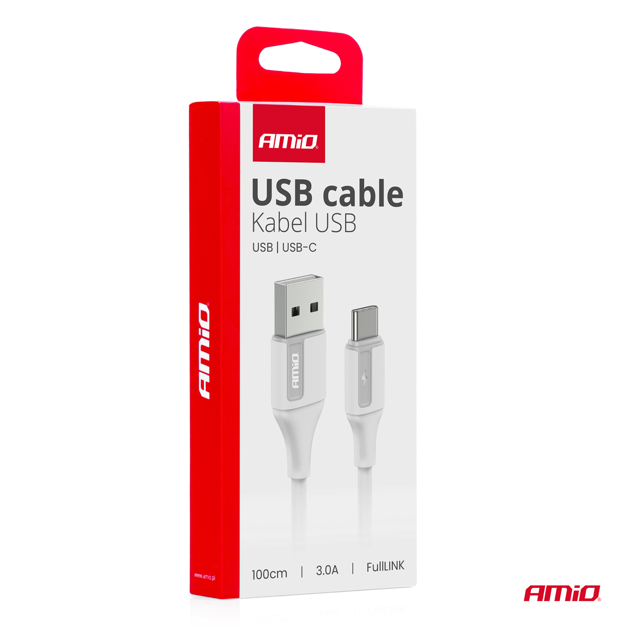 USB + USB-C kabel 3A 100 cm FullLINK AMIO-03917 - slika 3