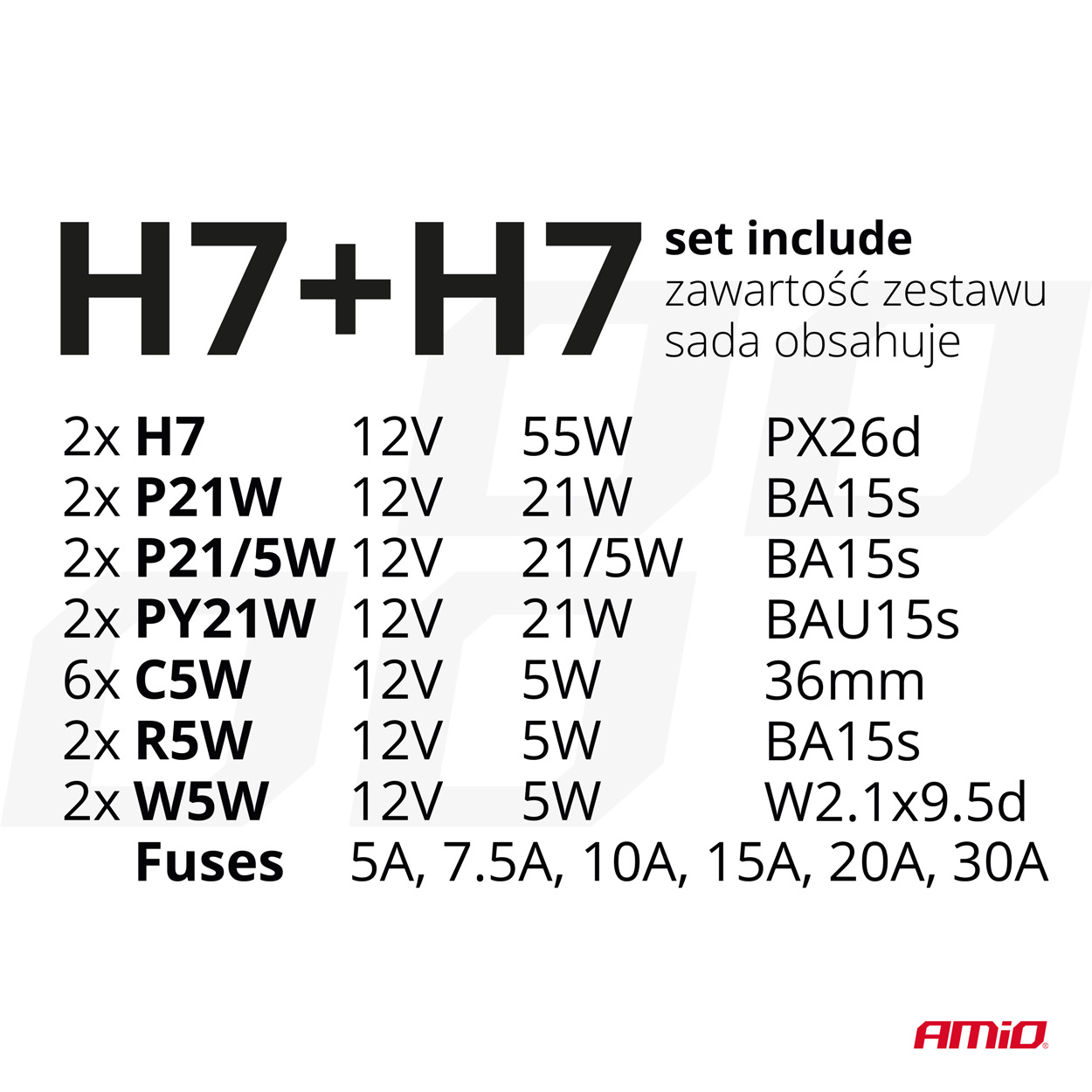 Halogen komplet 30 kosov (H7+H7) AMIO-03959 - slika 4