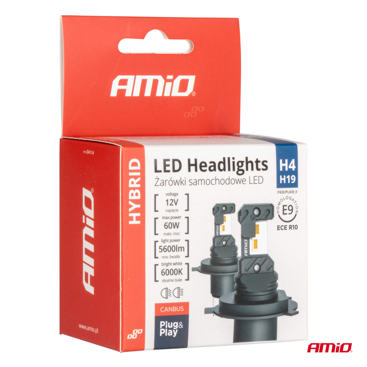 LED žarometi serije Hybrid serije H4 H19 6000K Canbus 60W AMIO-04114 - Image 4