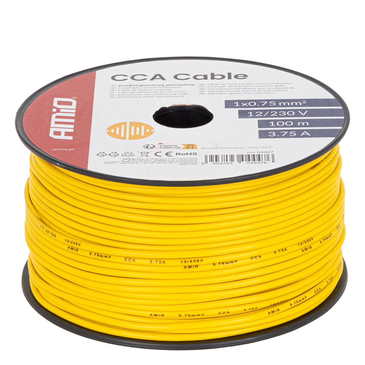 Rumeni CCA kabel 1x0,75mm² AMiO-04447