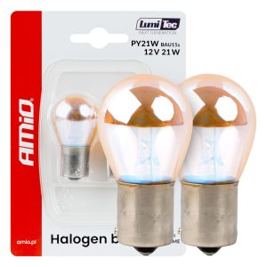 Halogenske žarnice PY21W 12V 21W BAU15S LumiTec, jantne kromirane, 2 kosa AMiO-04627