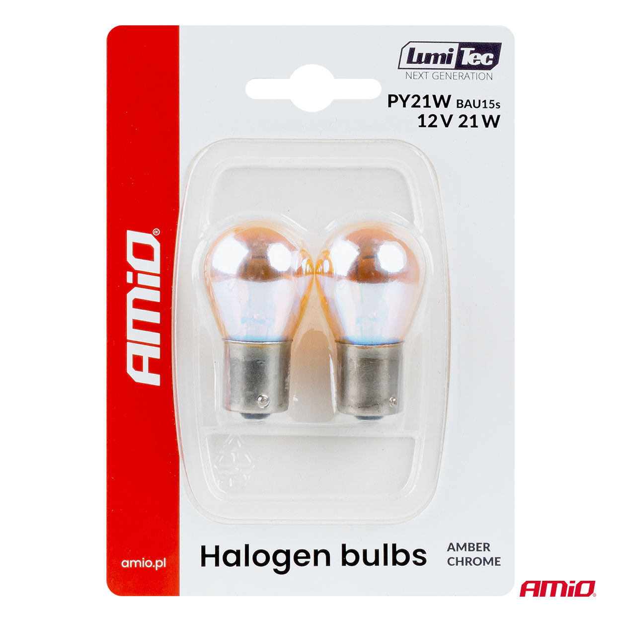 Halogenske žarnice PY21W 12V 21W BAU15S LumiTec, jantne kromirane, 2 kosa AMiO-04627 - slika 5