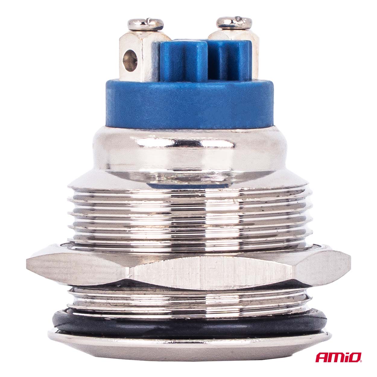 Okroglo jekleno stikalo vklop/izklop 19mm 5A 12/230V AMIO-04474 - immagine 2