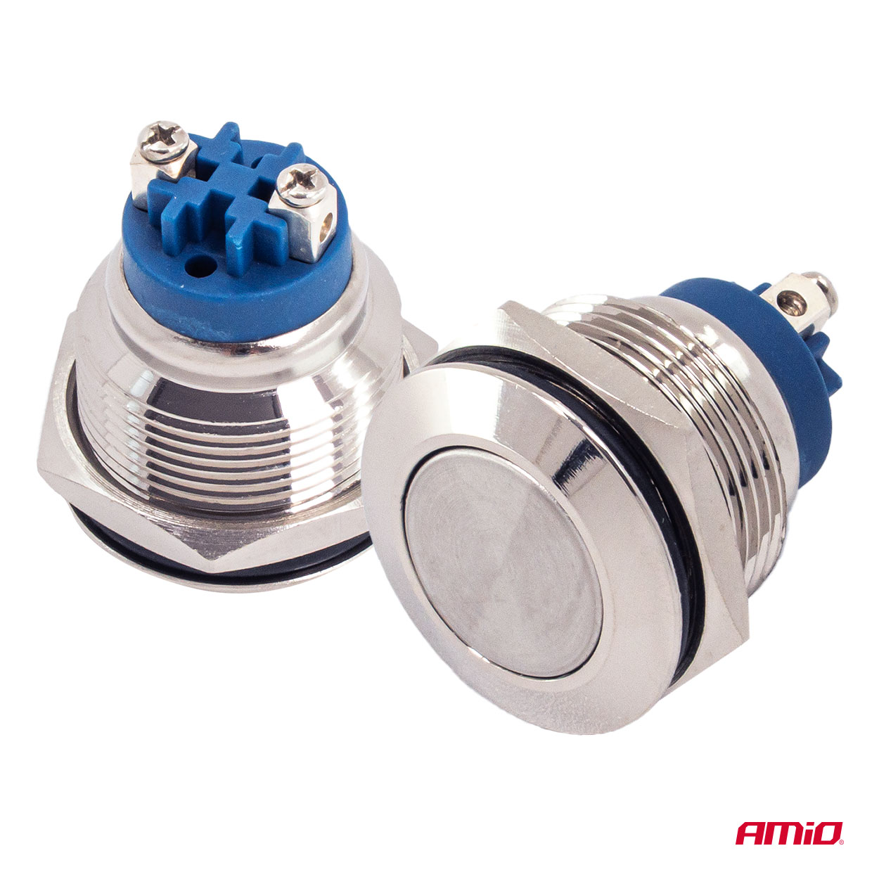 Okroglo jekleno stikalo vklop/izklop 19mm 5A 12/230V AMIO-04474 - immagine 3