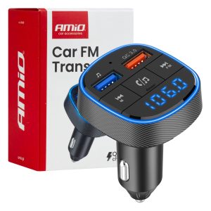 Avtomobilski FM oddajnik, 2x USB-A, 12V 24V, AMIO-04648