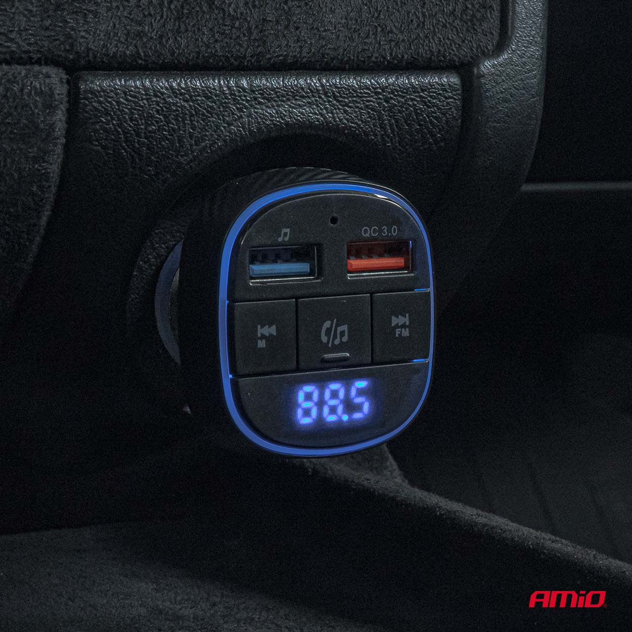 Avtomobilski FM oddajnik, 2x USB-A, 12V 24V, AMIO-04648 - immagine 2