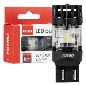 LED žarnica LumiTec T20D 7443 W21/5W 12V FULL CANBUS bela 1 kos AMIO-04687