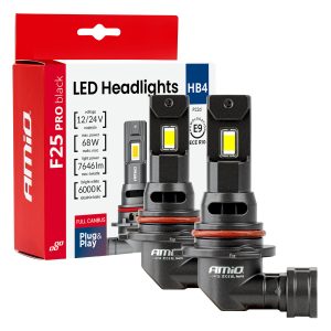 LED žarometi serije F25 Pro Black Full Canbus HB4 68W 12V 24V AMIO-04723