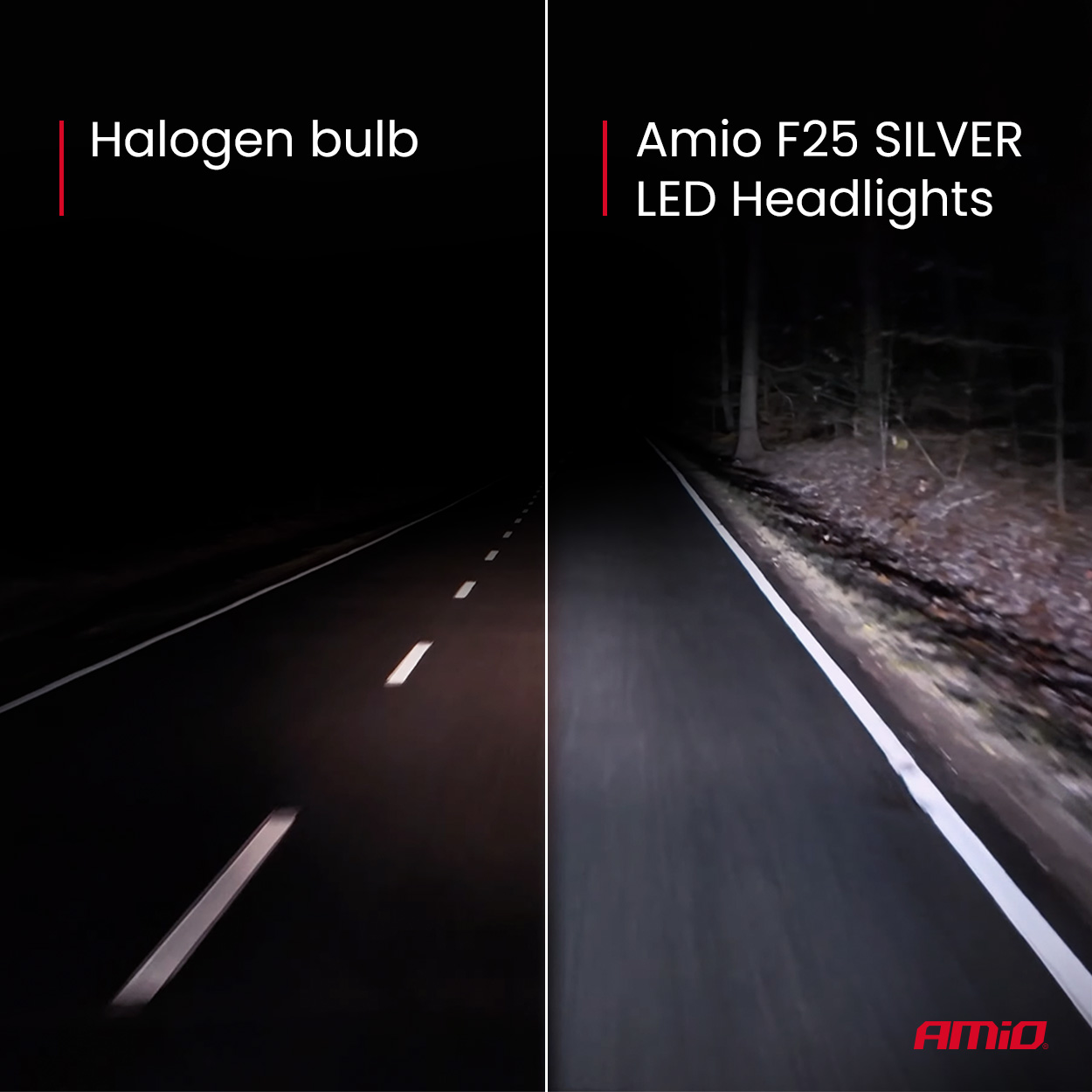 LED žarometi serije F25 Silver Full Canbus H1 54W 12V 24V AMIO-04701 - slika 3