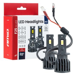 LED žarometi serije F25 Silver Full Canbus H3 52W 12V 24V AMIO-04702