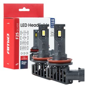 LED žarometi serije F25 Silver Full Canbus H8/H9/H11/H16 62W 12V 24V AMIO-04705