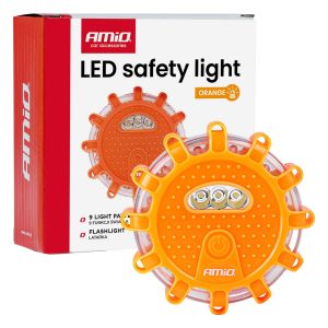 Avtomobilska zasilna svetilka s funkcijo bliskavice, 12SMD+3SMD, 650mAh (BATT), oranžna AMIO-04829